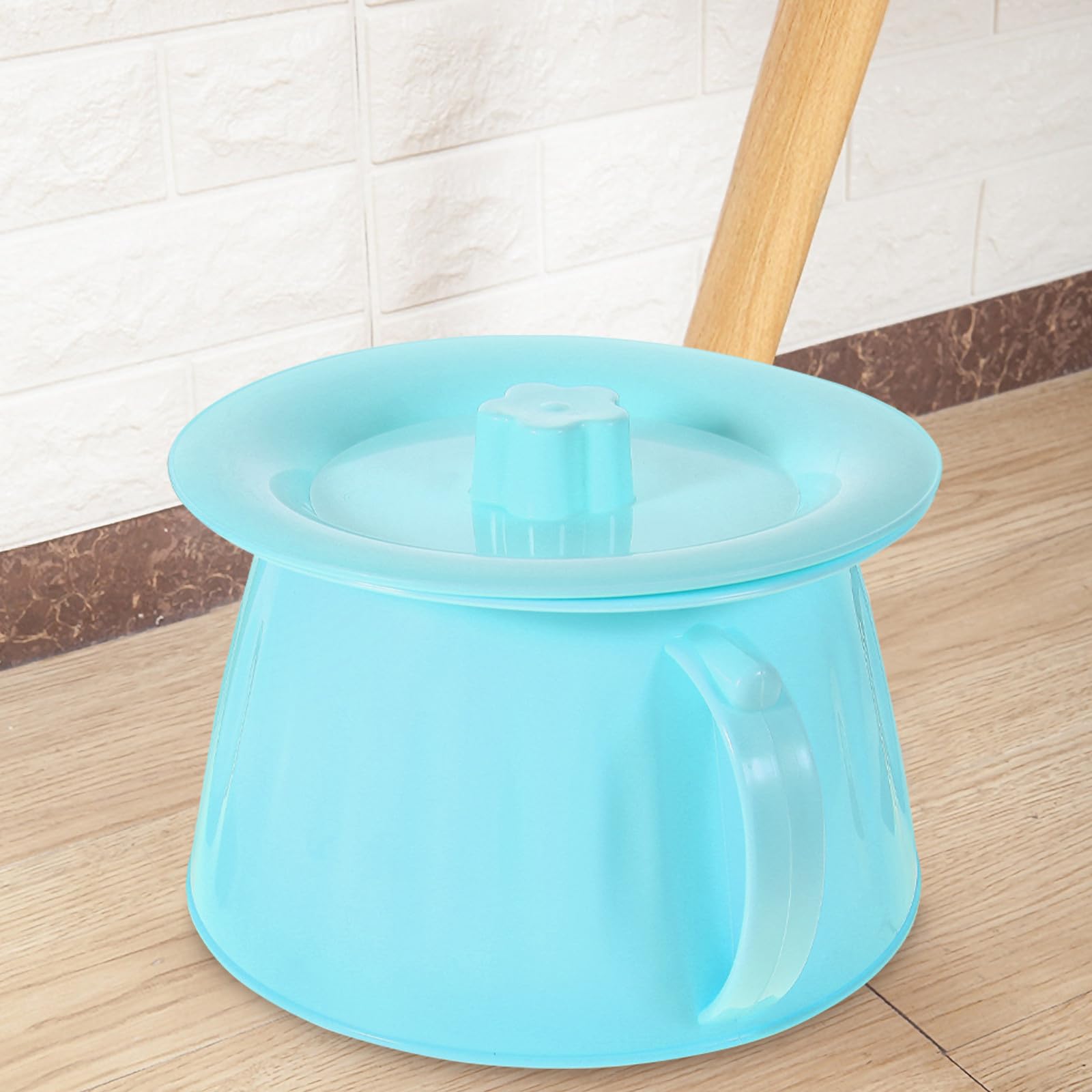 Vaso da Notte Portatile Blu in Pp Base Piatta e Superficie Liscia, Facile da Lavare, per Anziani e Donne in Gravidanza, Comodità in Camera da Letto