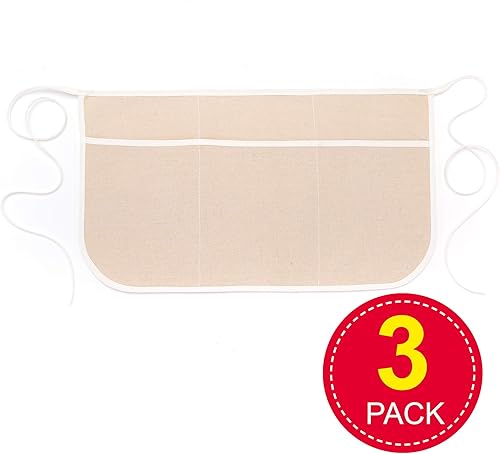 Miniatura 2 de Baker Ross AW266 - Delantal de cintura de tela, paquete de 3, accesorios de lona de tela para que los niños personalicen y pinten los tuyos en artes