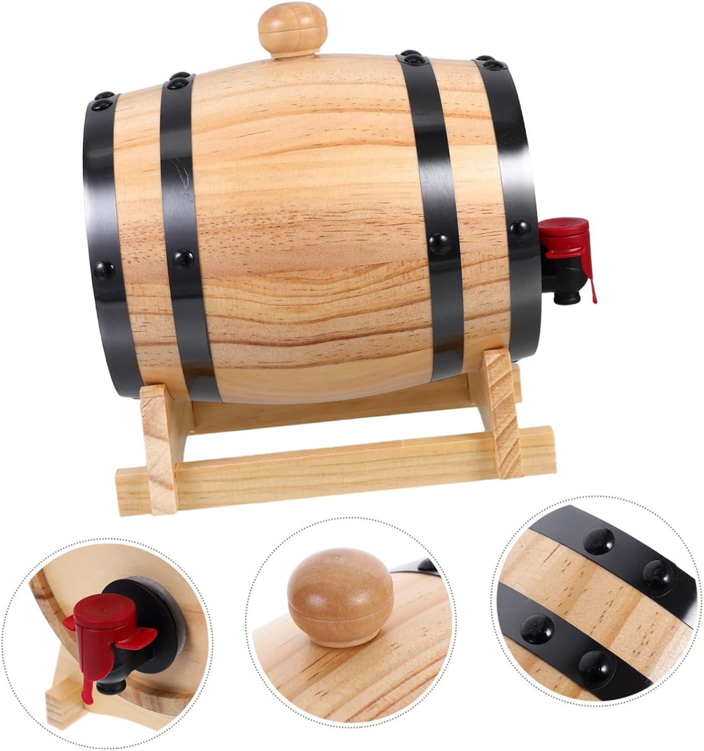 Zerodeko Whiskey Spigot Oak Decanter for Beer Liquor Storage Decorative Wooden Stand for Bars Restaurants and Home Use
