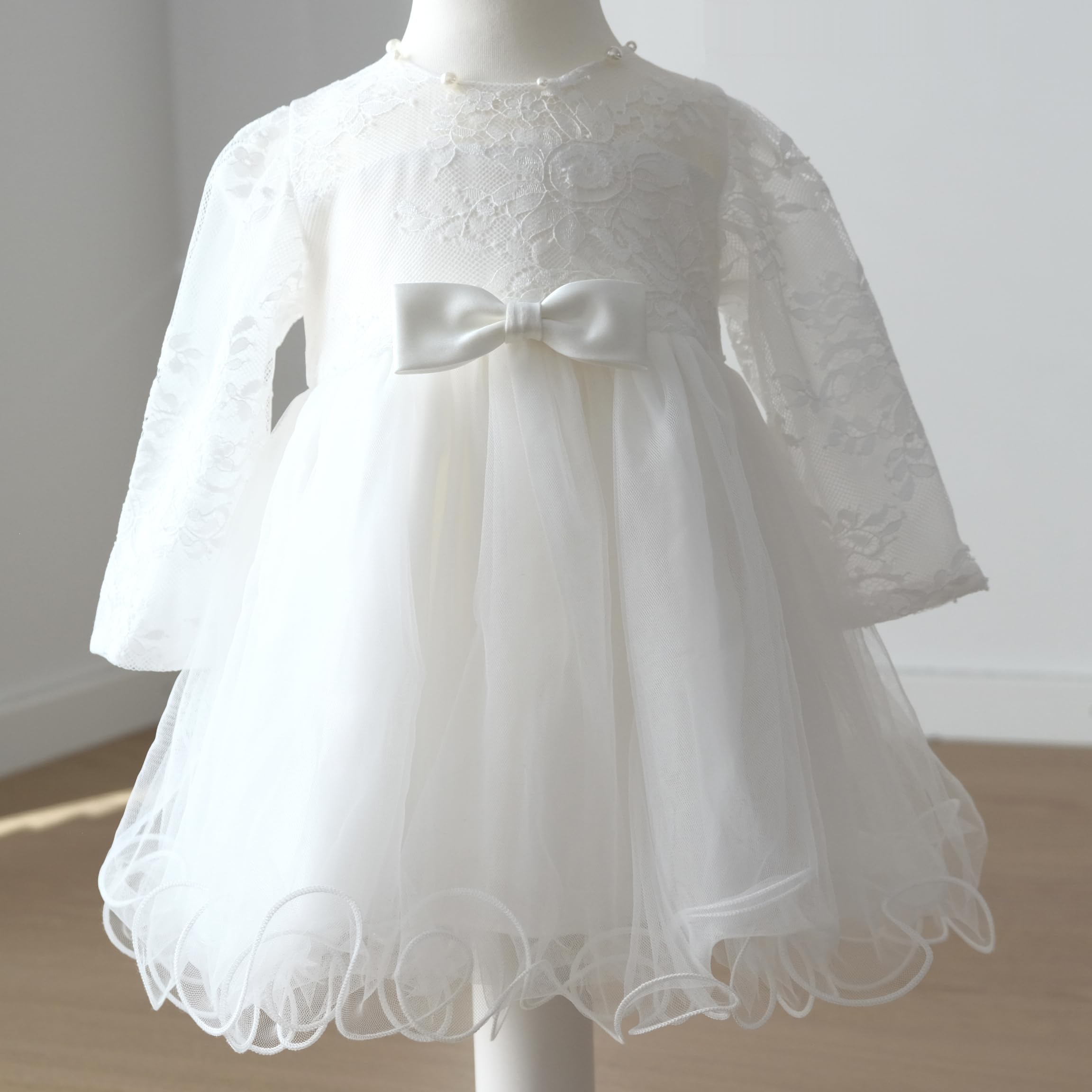 Abito da Battesimo per Bambina in Tulle a Maniche Lunghe M28
