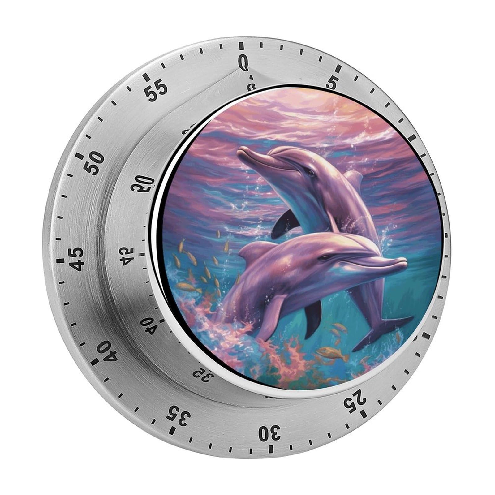 Dolphins Art Printed Waterproof Christmas Timer with Loud Alarm Outdoor Timer for Cooking Exercise Baking