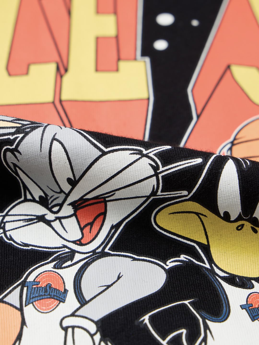 The Souled Store Looney Tunes: Space Jam T-shirt oversize da donna e ragazza a maniche corte girocollo in cotone stampato con grafica nera traspirante leggera streetwear