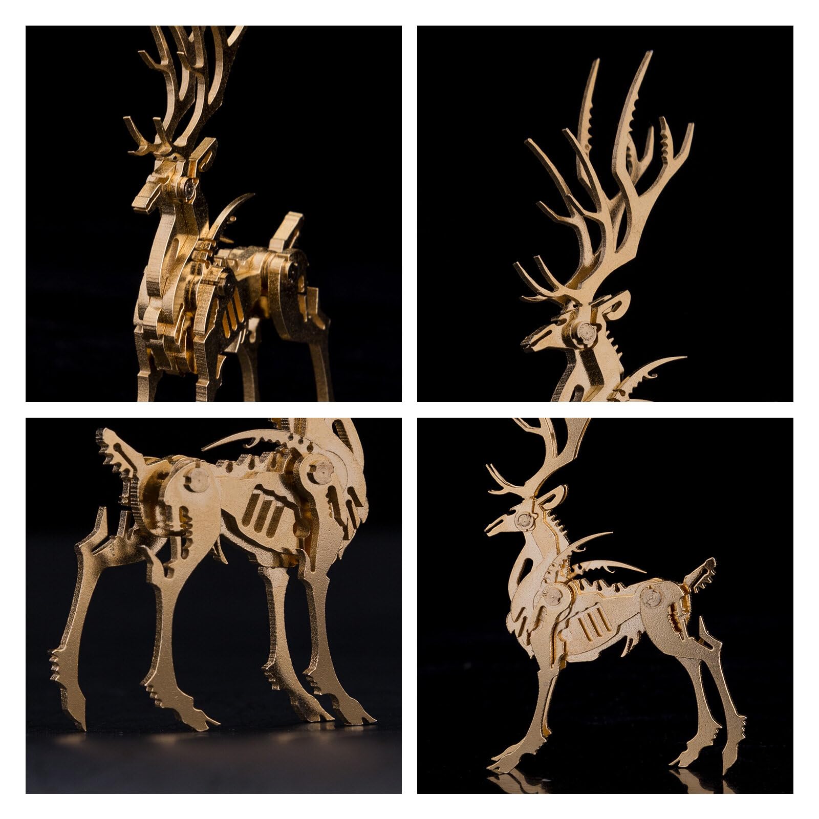 Metalkitor Metalowe puzzle 3D dla dorosłych, świąteczny zestaw modeli łosia, ozdoba biurka, steampunk, DIY, łamigłówka montażowa, idealna dekoracja pokoju, 200 szt. (złoty)