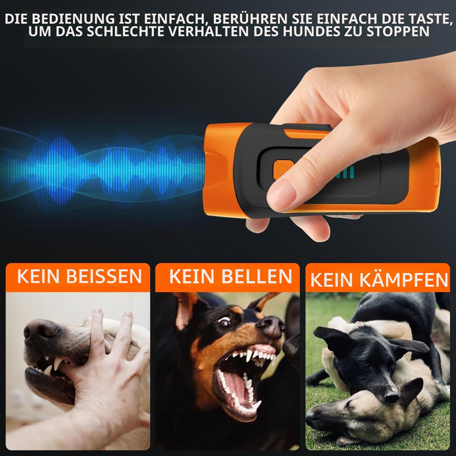 2026 Upgrade Antibell Ultraschall Gerät,40 Fuß Anti Bell Gerät Hunde, 2 Modi Antibell für Hunde mit Stroboskop Taschenlampe, wasserdicht,Geeignet für kleine, mittelgroße und große Hunde.