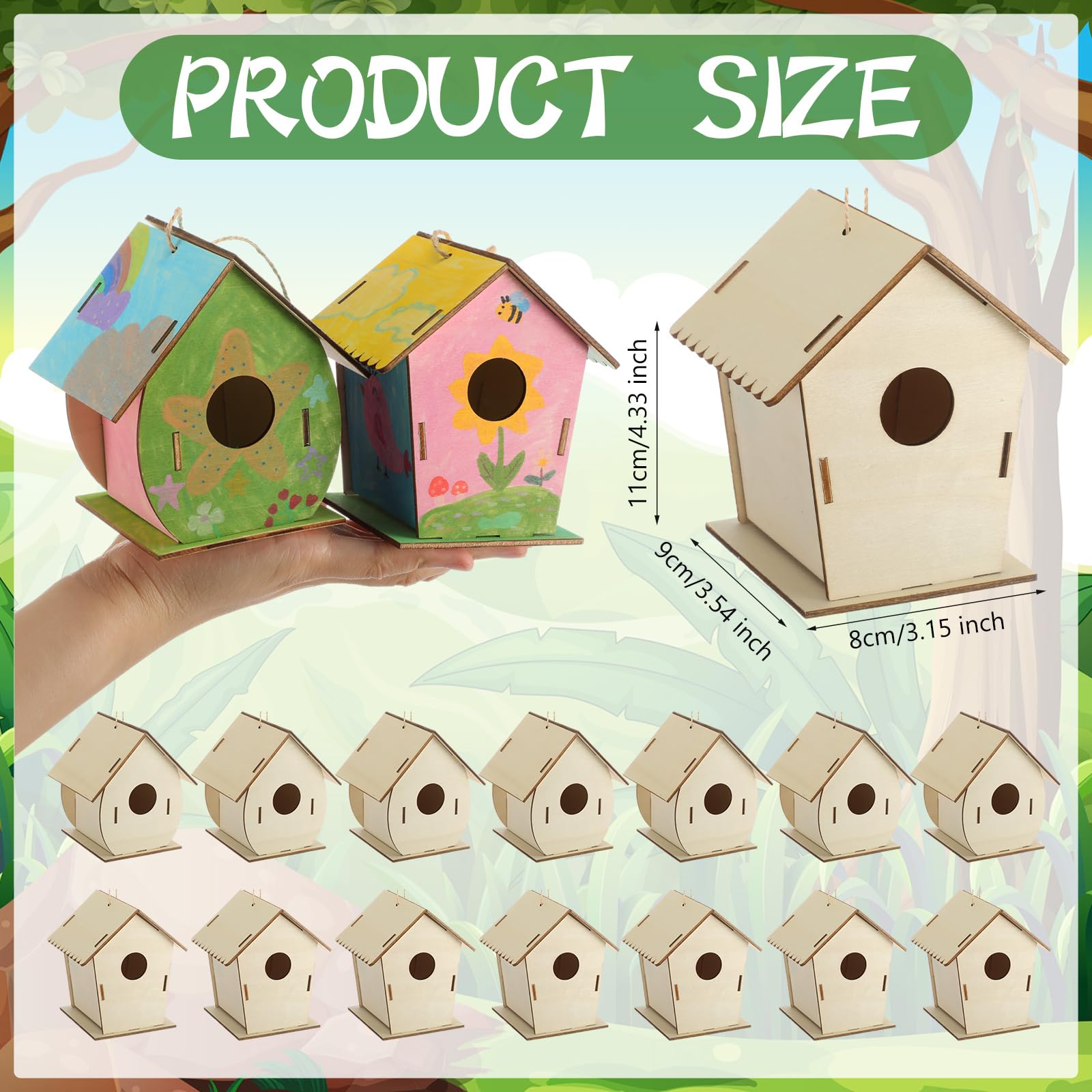 DoubleFill 30 Stück Vogelhäuser aus Holz, Großpackung für Kinder, unlackiertes Holz, Vogelhäuser für Kinder, Holzhandwerksprojekte, Kits für Heimwerker, Holzkunst und Handwerk für Mädchen, Jungen