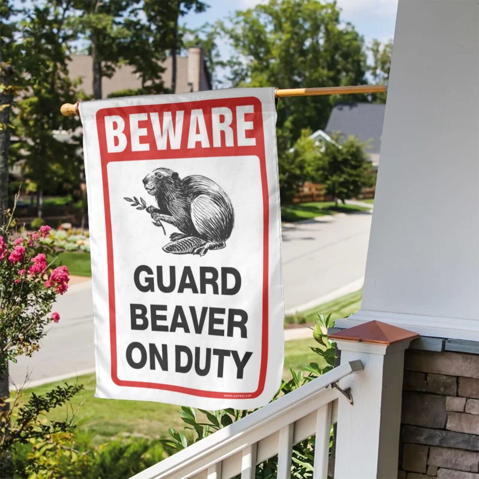 Drapeau De Jardin Humoristique 'Beware! Guard Ducks On Duty' – 30,5 X 45,7 Cm – 100% Polyester Double Face