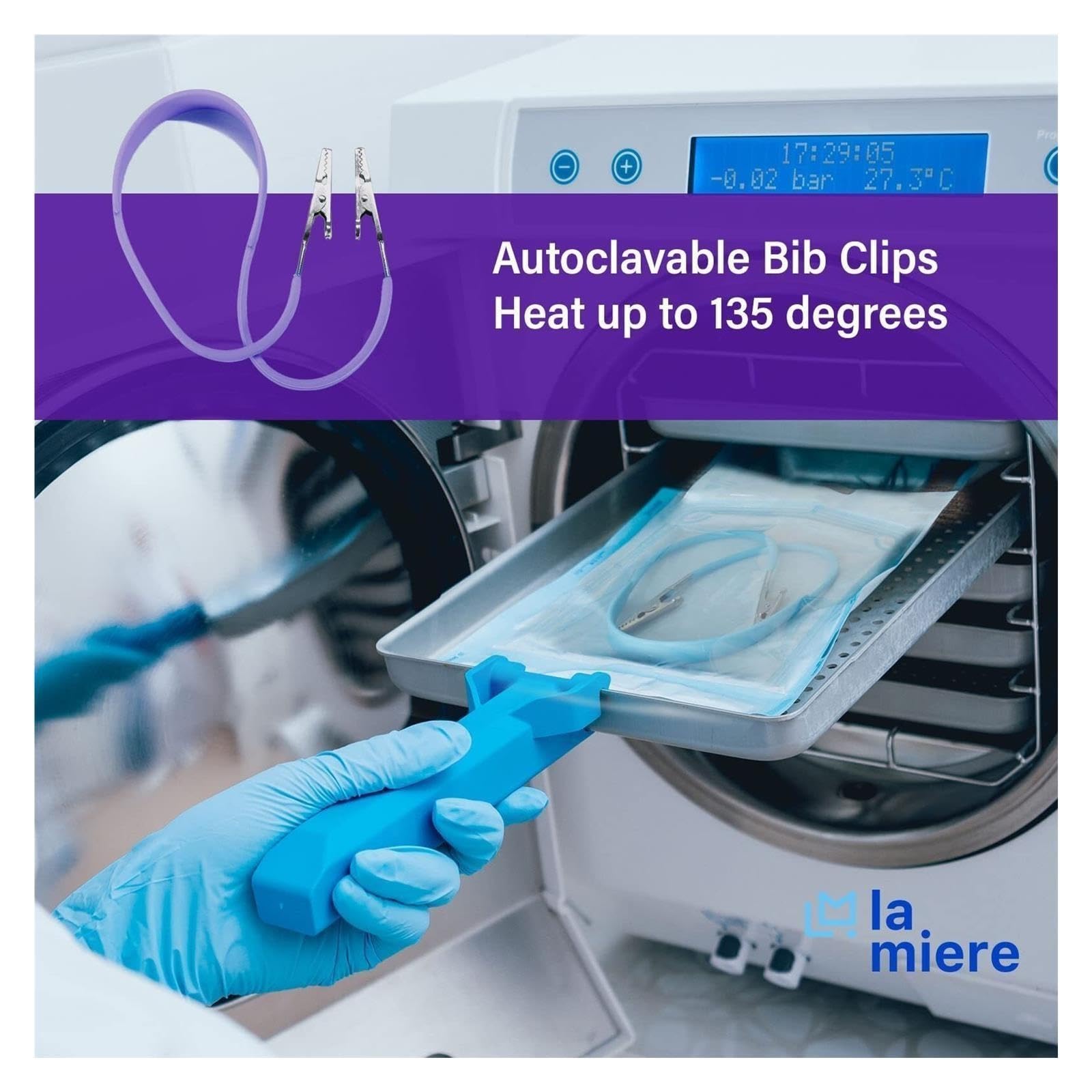 Lot de 6 pinces autoclavables en silicone pour bavoir