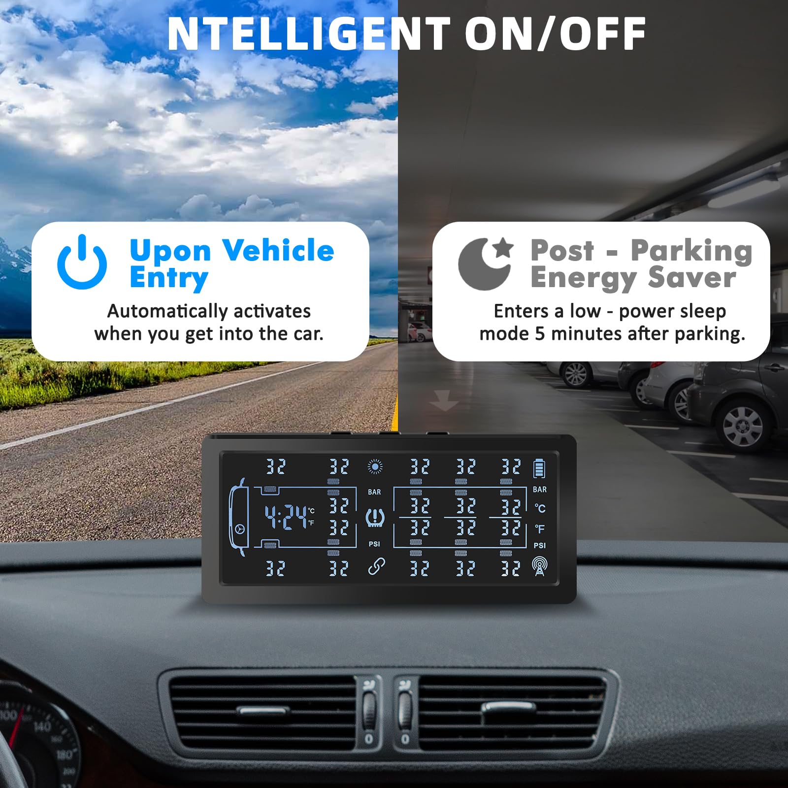 TPMS Solar Sistema de Control de Presión de Neumáticos con 8 Sensor de Externos con Repetidor para LKW Van Camion, Aviso de Presión de Neumáticos, 13Bar/188PSI