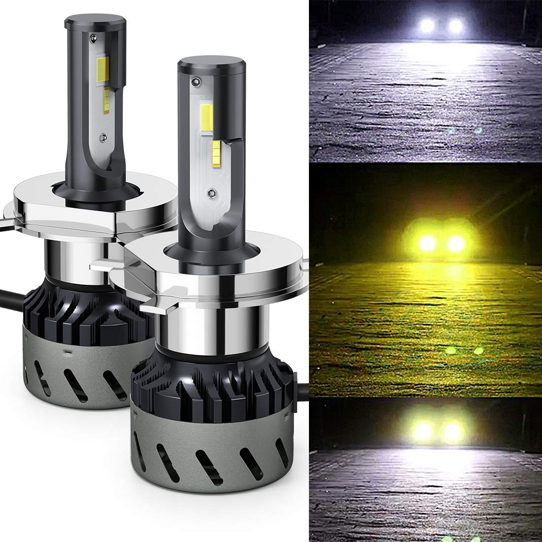 Amazon | LEDヘッドライト H4 Hi/Lo 3色温度3モード切替 一体式 超ミニ 