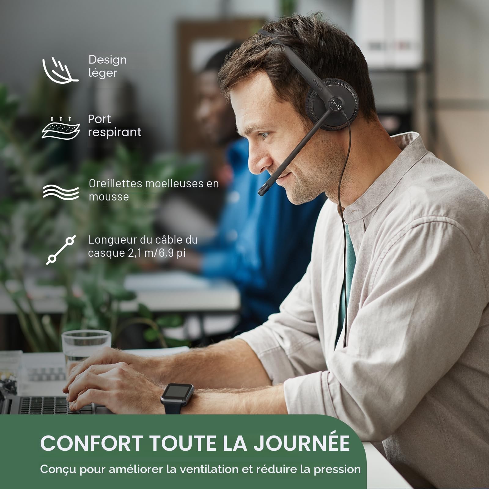 Yealink UH34 Casque USB Teams certifiées,Casque Filaire avec Microphone Antibruit,Professionnel Léger pour VoIP PC Mac，Casque léger 118g