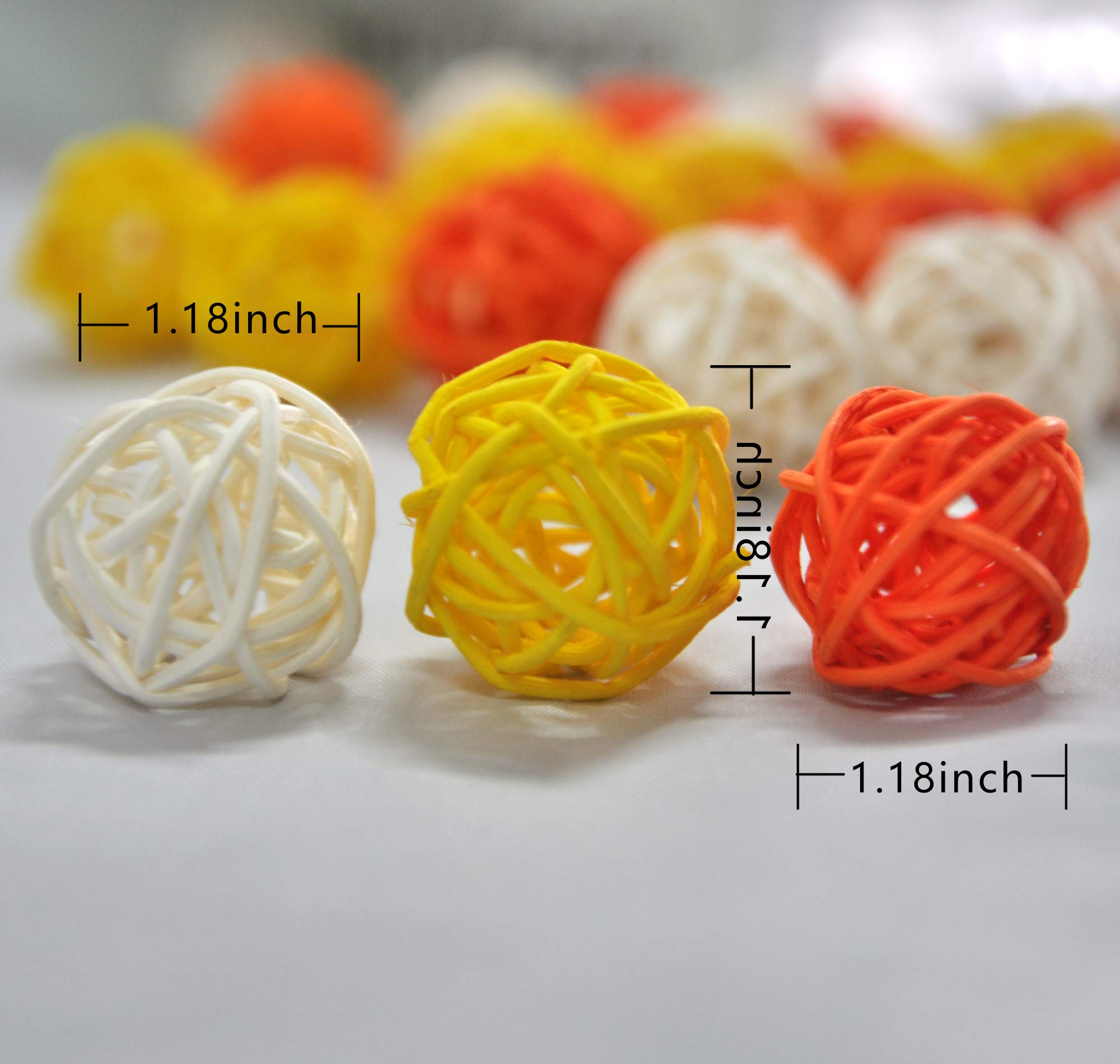 20 Palline Decorativo In Rattan Per Vasi - 4 Misure (6cm,5cm,4cm,3cm) E 4 Colori - Per Centrotavola E Casa