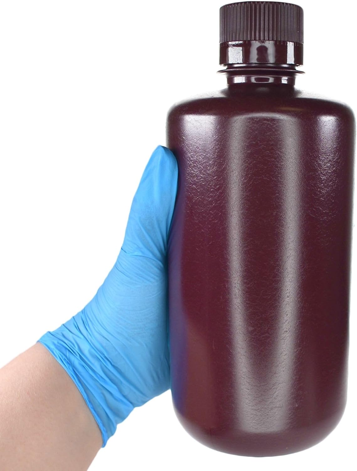 EISCO - Pack of 12 1000mL Narrow Mouth Amber HDPE Reagent Bottles with Polypropylene Caps, Non-Sterile, Light-Sensitive Storage, -100 to 120°C, Leak-Proof Tested, Lab Sample Containers