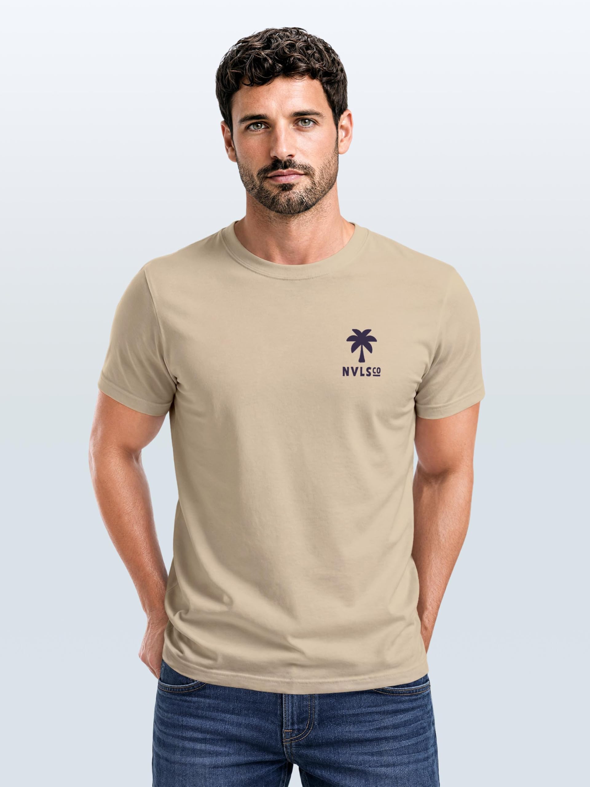 Neverless Maglietta da uomo Backprint Tiger con scritta Into The Jungle Palme Estate Retro Design Fashion Streetstyle