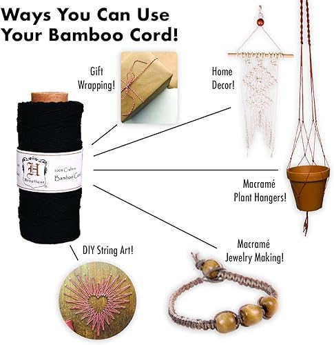 Miniatura 2 de Carrete de cuerda de bambú 20lb 205'-Negro