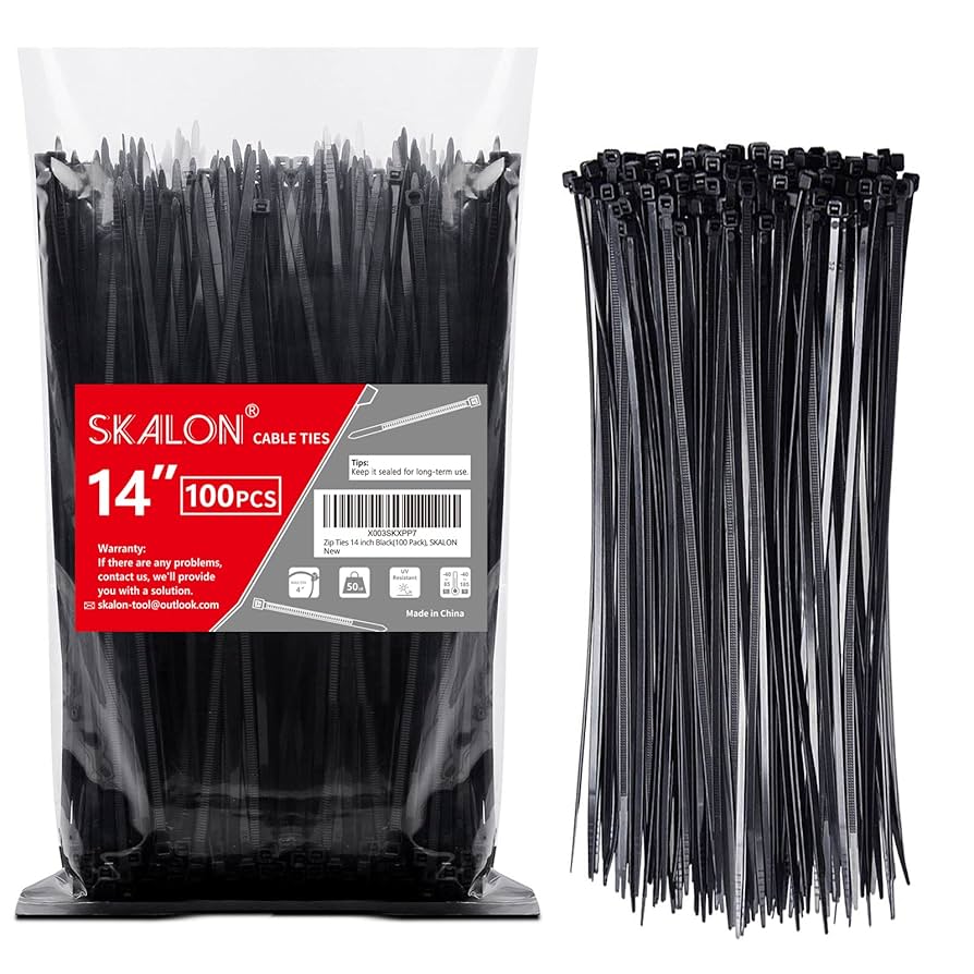 Amazon.com: Zip Ties 14 inch (100 Pack), Black, 50lb Tensile