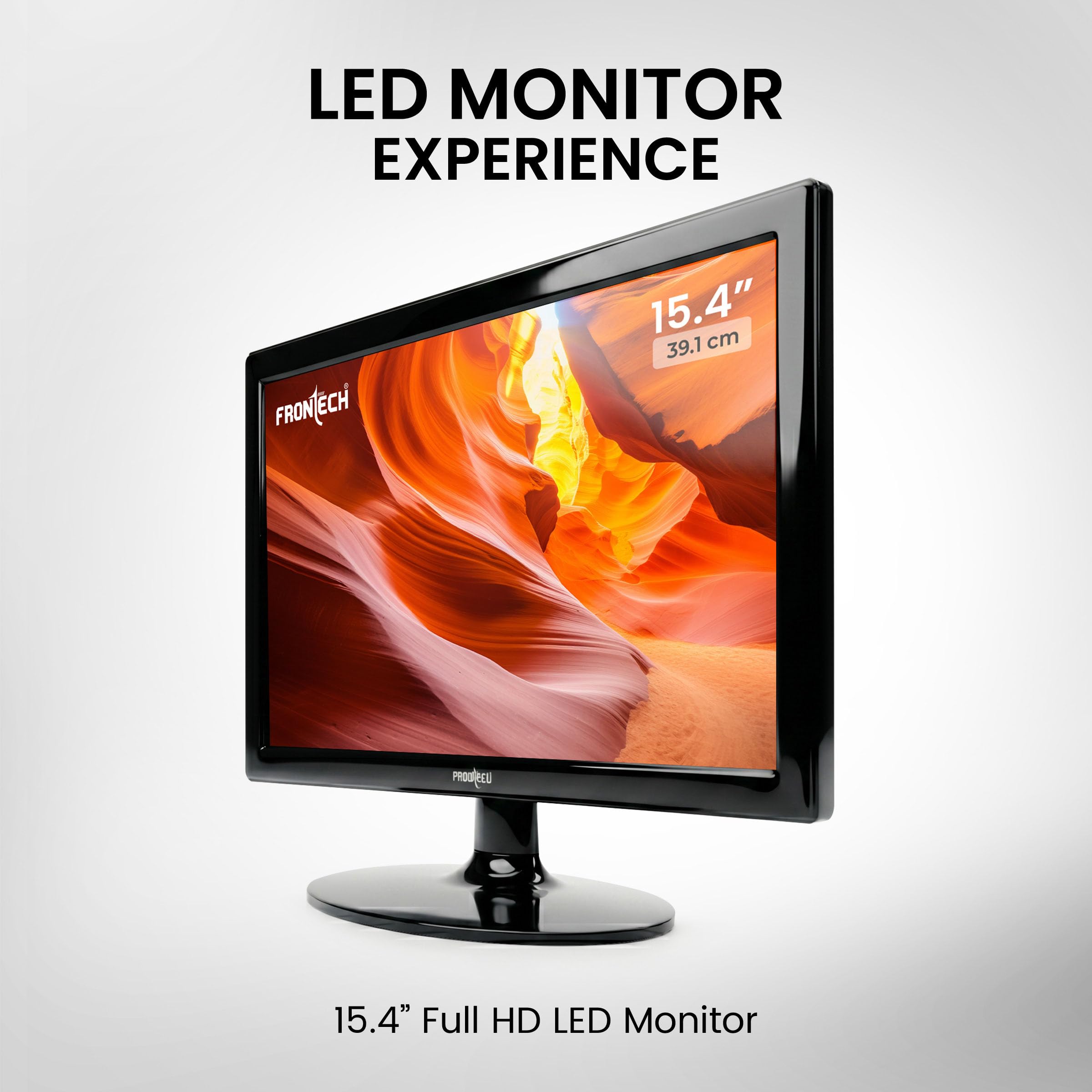 FRONTECH 15.4 Inch HD LED Monitor, Refresh Rate 60 Hz,1280 x 800 Pixels, Wall Mountable Slim Stylish Design with 16.7M Colors, HDMI & VGA Ports, Built-in Power Supply (MON-0068,Black) — Amazon image 2