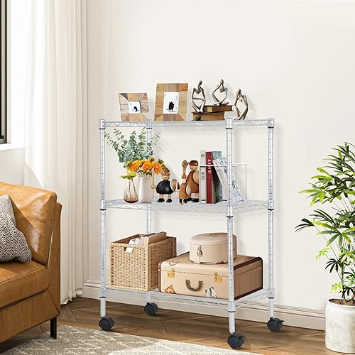 Miniatura 2 de Dkelincs Estantería de alambre de 23 pulgadas de largo x 13 pulgadas de ancho x 31 pulgadas de alto estante de alambre ajustable de 3 niveles de