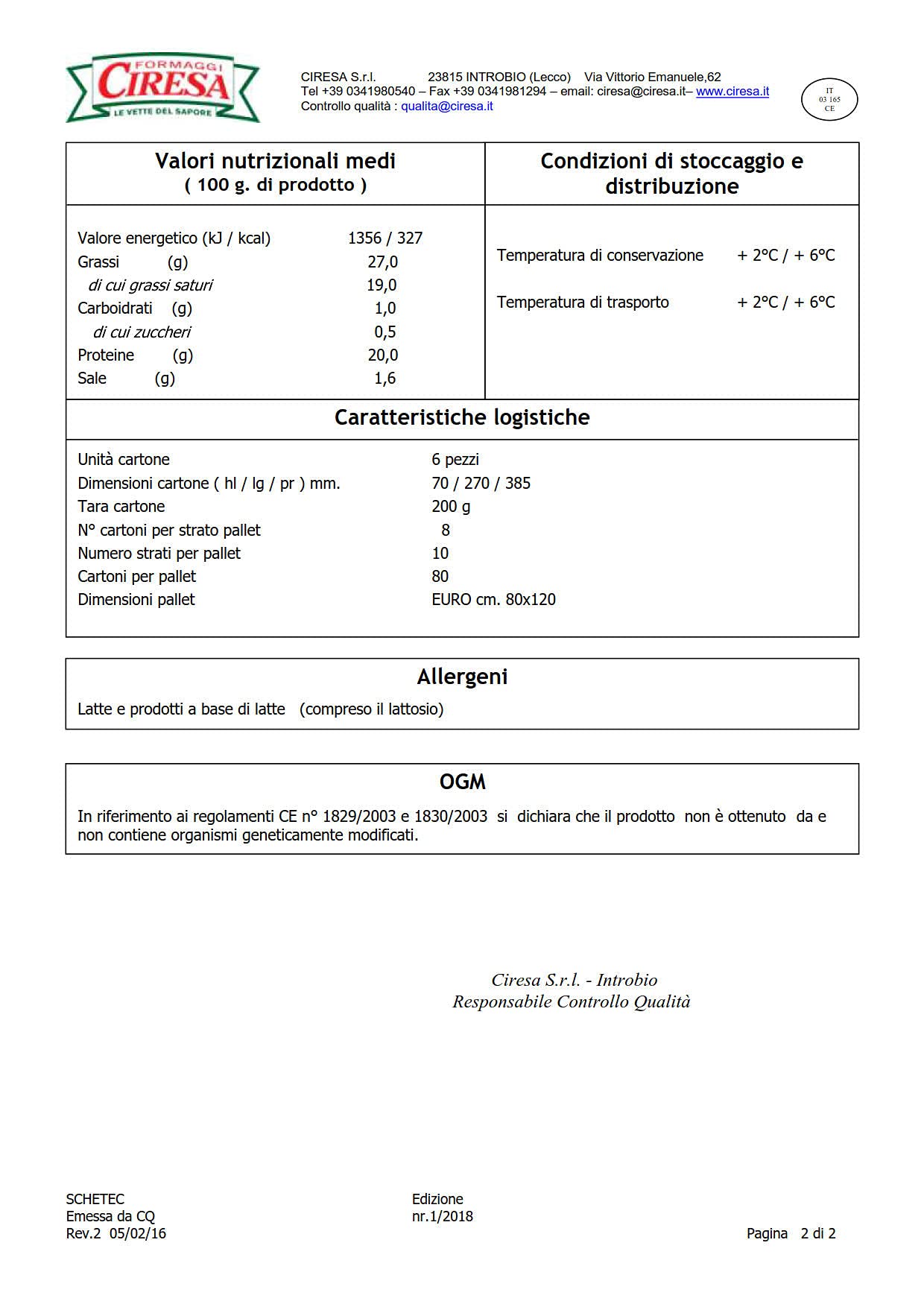 Caciotta ca. 650 gr. - Caseificio di Sesto