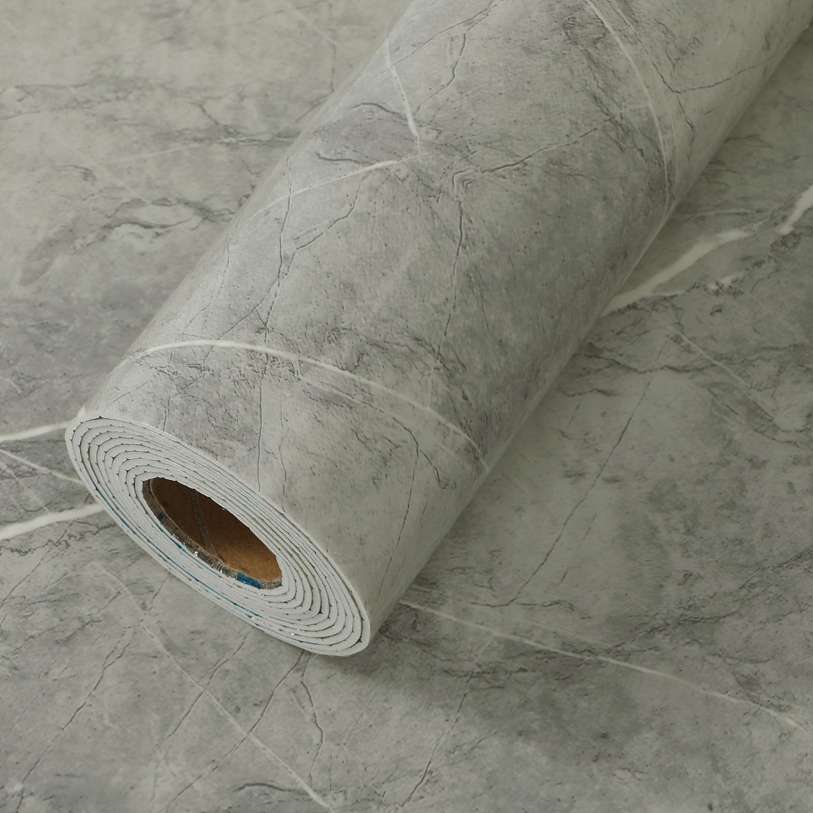 Anttyscar 5Roll Grey Marble Tile Stickers Thicken Self Adhesive Wall Tiles, Peel and Stick, Stick on Wall Tiles for Bathroom, Kitchen Splashback, and Living Room, Waterproof Backsplash, 300x40cm