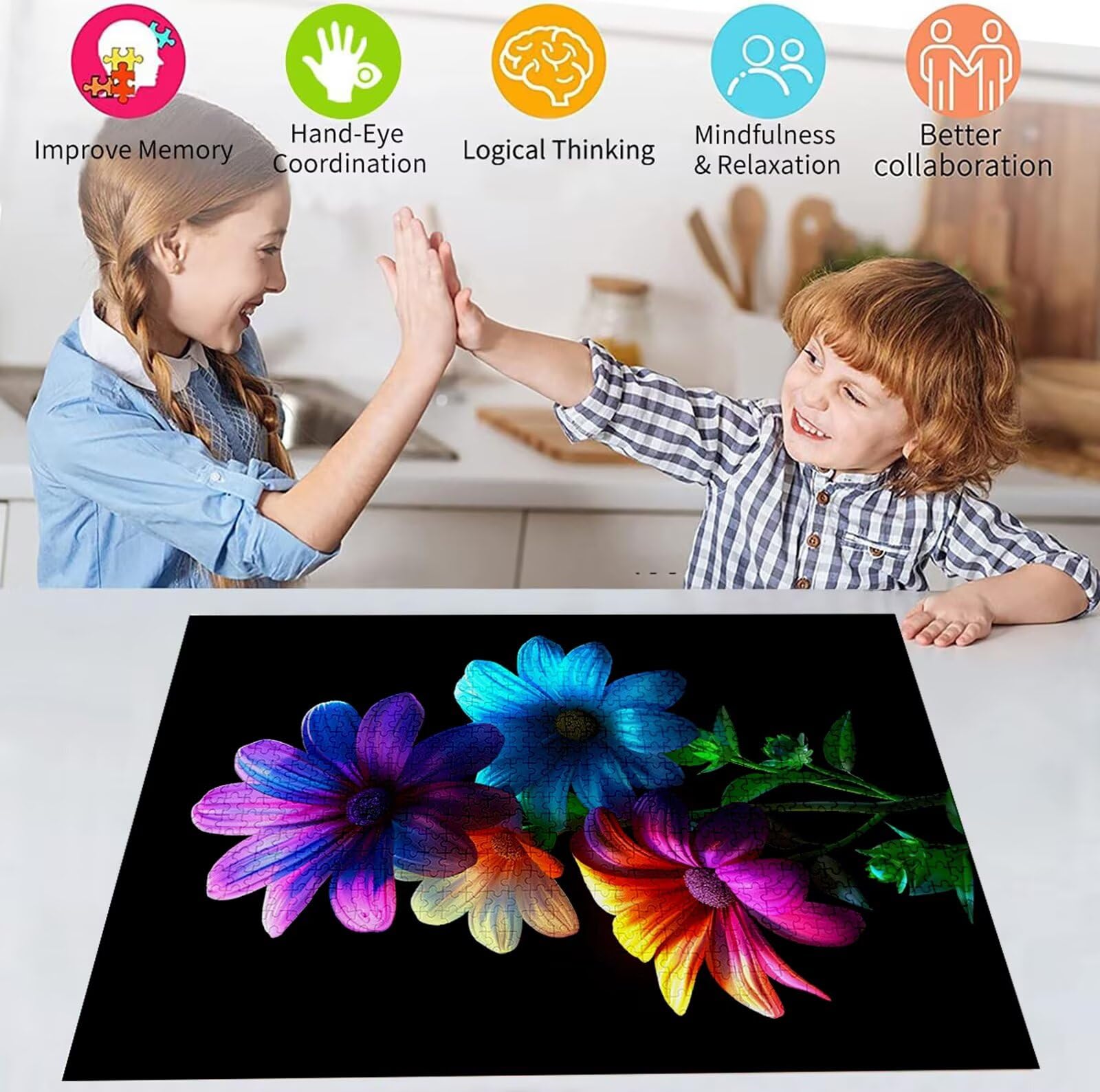 Puzzle 5000 Pezzi, 3 4 5 Anni Puzzle Colore 6 7 8 Anni Giochi Educativi Sostenibili Con Motivi Per Adulti Da Gioco in Legno Di Alta Qualità Jigsaw Fiore per Gioco Familiare, 2026 Regalo Natale H-4202