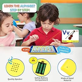 6-in-1 Kids Tablet with ABC/Words/Numbers/Color/Games/Music - Interactive Educational Electronic Toys Makes Learning Fun, Toddler Learning Toys Gifts for Age 3 4 5 Year Old Boys Girls&Preschool