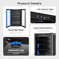 Vista 6 de Refrigerador enfriador de bebidas de 4.5 pies cúbicos - Mini refrigerador de 145 latas con puerta de vidrio para refrescos, cerveza, vino, 4.5 pies