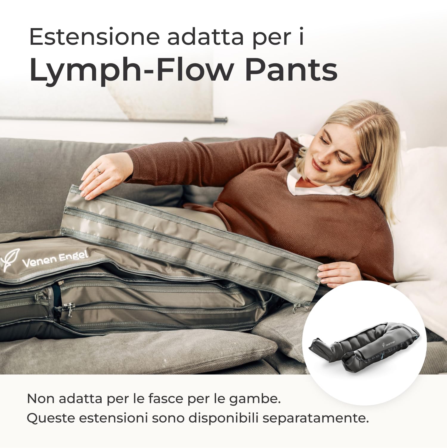 Venen Engel ® Linguette di espansione da 10 cm per vene, angelo, Lymph-Flow Pants, due linguette di espansione per un massaggio continuo