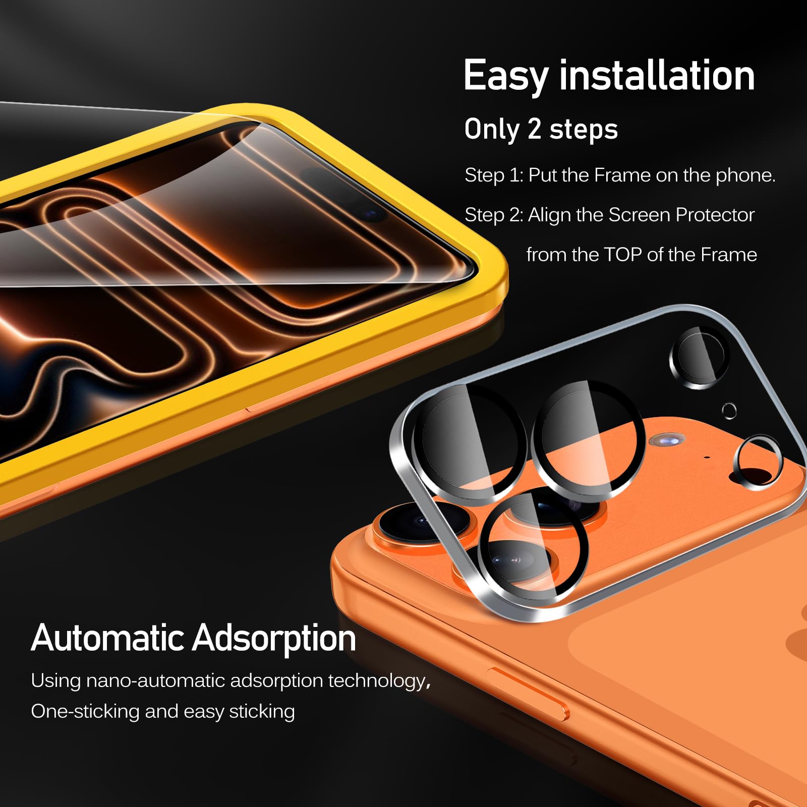 Kit Protection écran IPhone 17 Pro Max IVoler - 3 Films Verre Trempé 9H + 3 Protecteurs Caméra, Outils Inclus