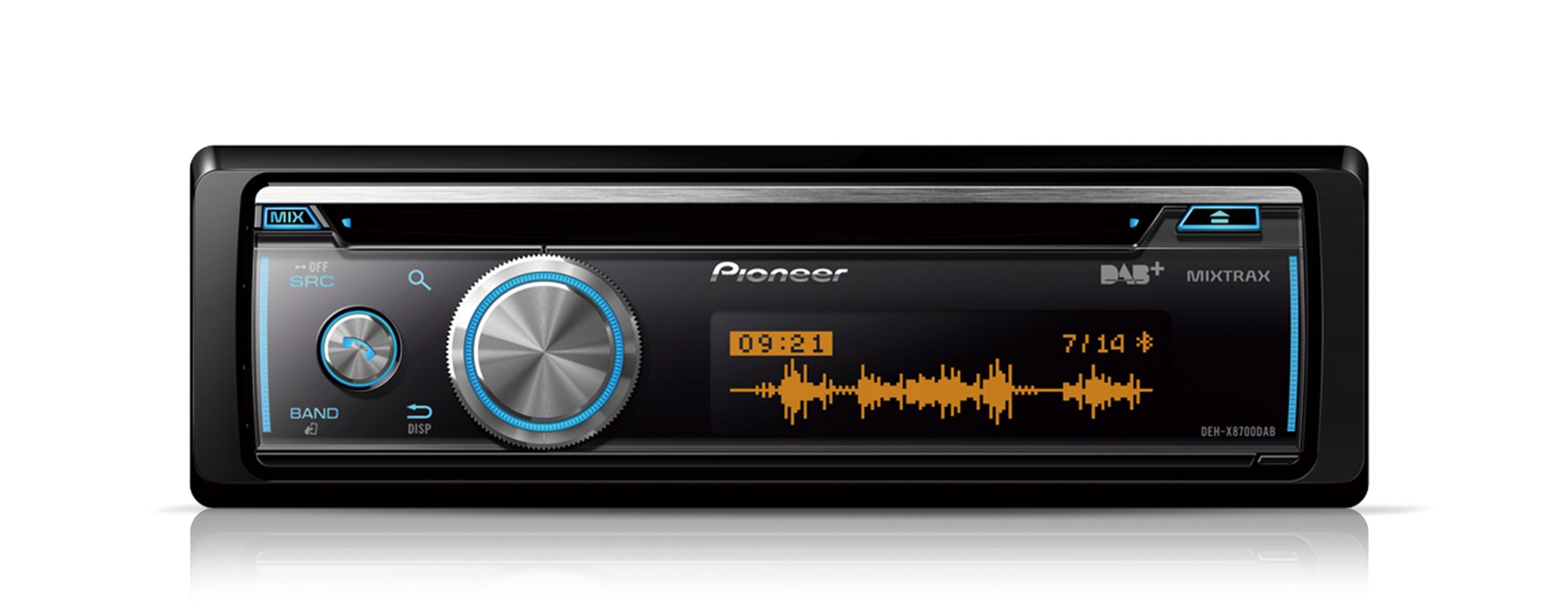 Pioneer DEH-X8700DAB-AN, autoradio 1 DIN, sintonizzatore CD con FM e DAB+, Bluetooth, MP3, ingresso USB e AUX, illuminazione RGB, Bluetooth, app Smart Sync, equalizzatore a 5 bande, con antenna DAB
