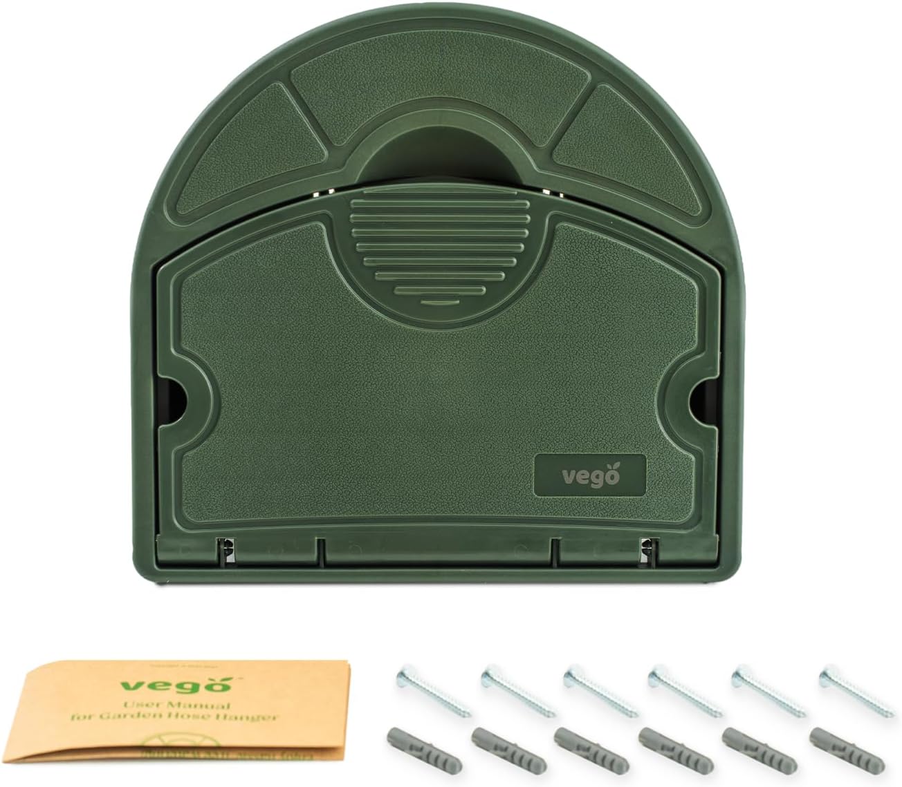 Vego Garden Hose Hanger Hangout with 115 ft of 5/8" Capacity And Enclosed Storage Compartment (Seaweed Green)