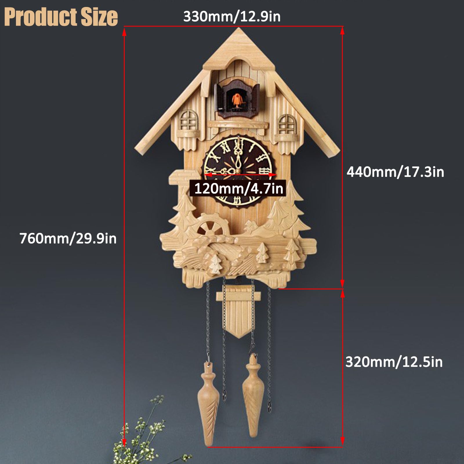 Relojes De Cuco,Reloj De Pared,Madera Maciza De Cuco De La Selva Negra De Relojes De Cuco para Cocina Salón Apartamento Cuco Reloj De Cuco De Tradicional Relojes De Cuco
