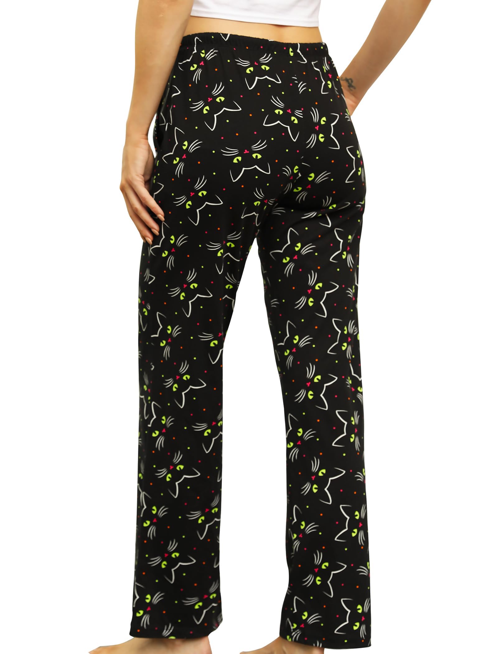 Pantalon de pyjama pour femme - Joli bas de pyjama en coton imprimé avec poches