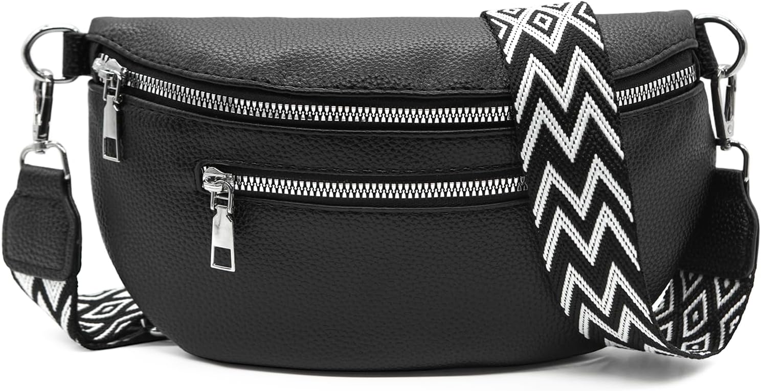 Long Keeper Faux Leather Crossbody Bags Bum Bag for Women Fanny Pack Lady Trendy Shoulder Sling Bag Leopard Waist Bags Belt Bag