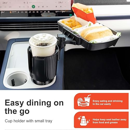 Miniatura 2 de Expansor de Portavasos Grande para Automóvil, Extensor de Portavasos 3 en 1 con Giro y Bandeja Desmontable para Bocadillos para Comer, Artículos