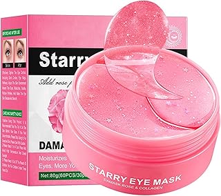 Rose Under Eye Mask, Collagen Under Eye Patches For Puffy Eyes & Bags, Dark Circles and Wrinkles, Eye Gel Pads For Hydrating Anti-aging, Revitalize and Moisturize Your Skin, For All Skin Types