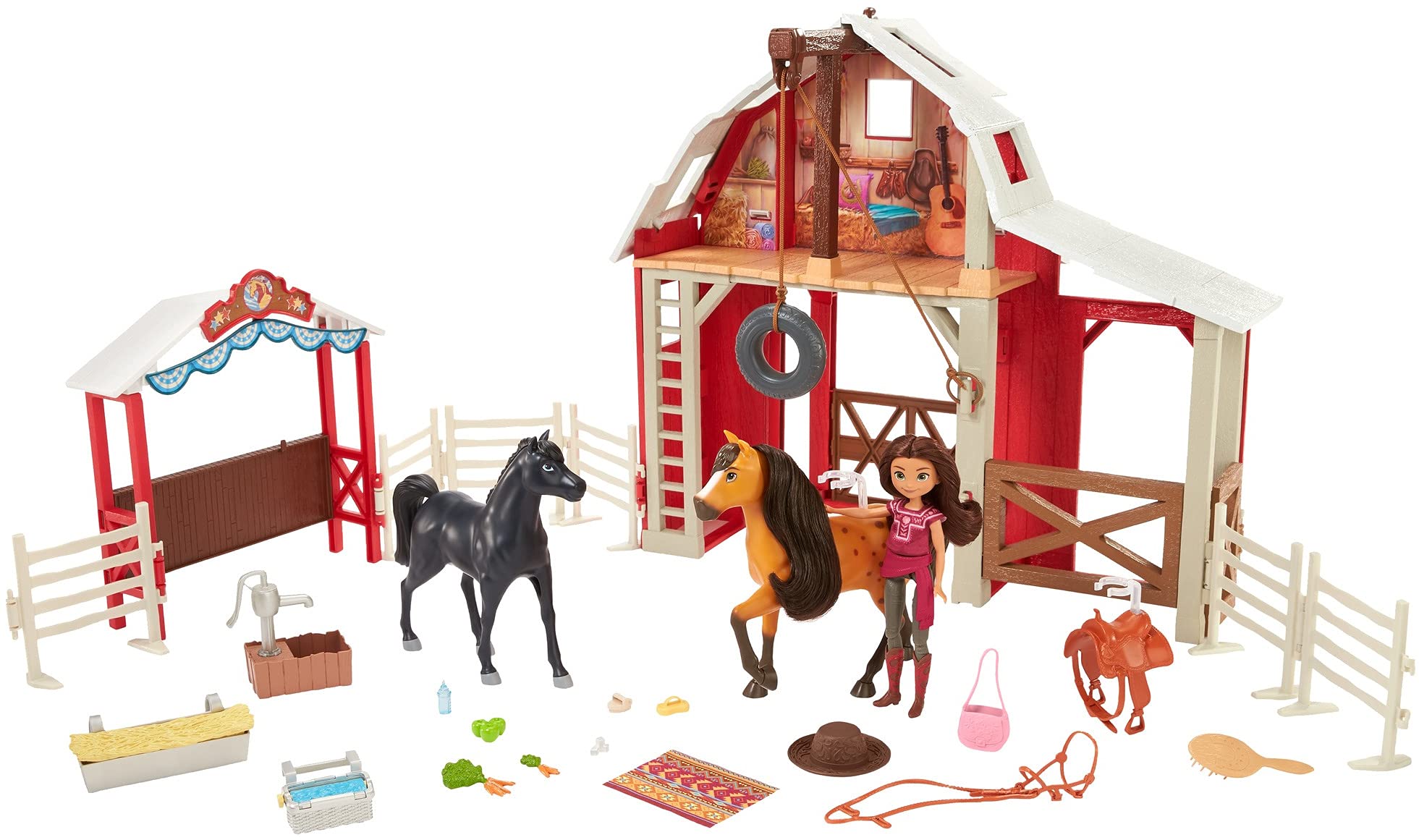 Spirit Untamed Ultimate Barn Playset, Lucky Doll (7-in) Spirit Horse with Color Change (8-in) Extra Horse, Barn, Paddock a...