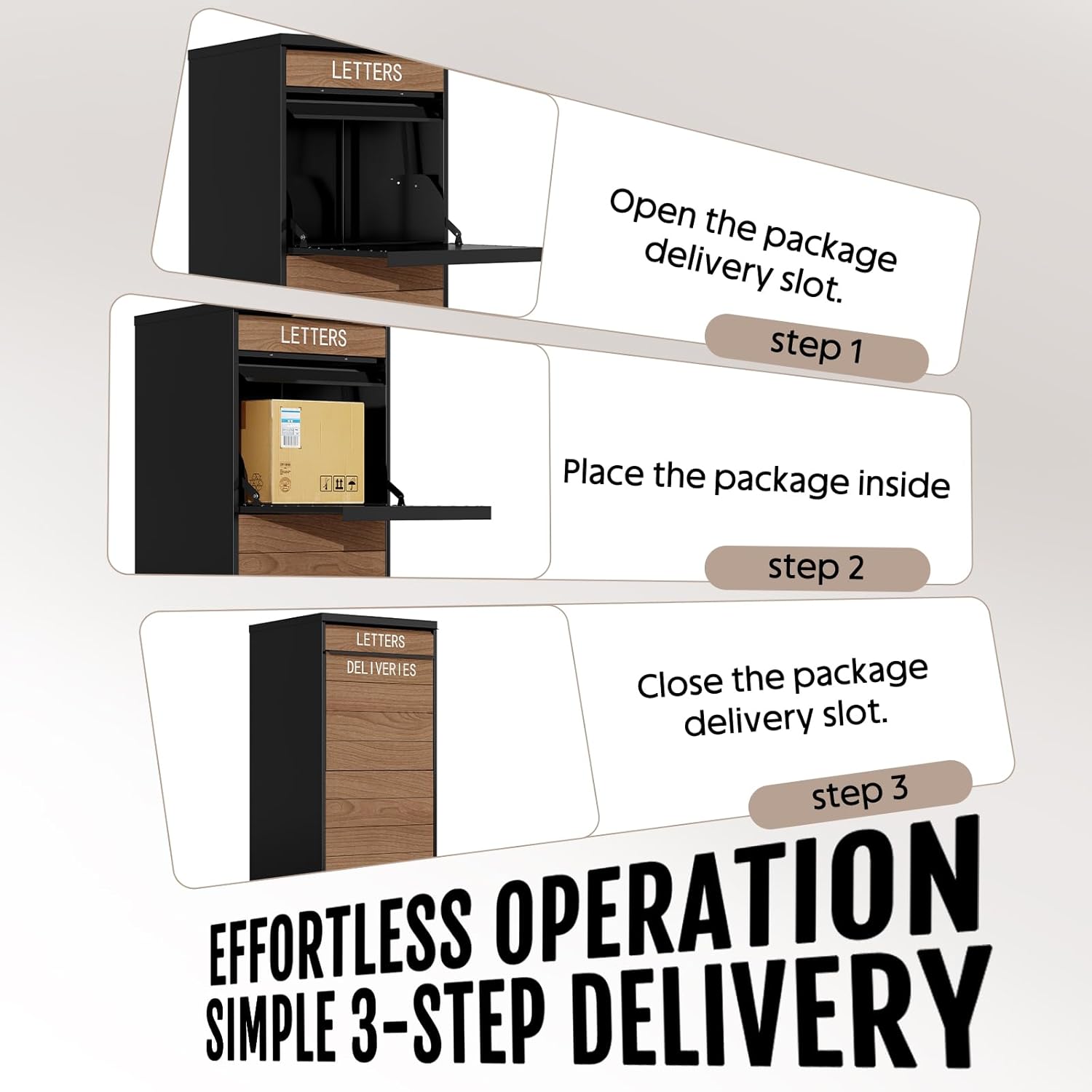 Package Delivery Box for Outside with Lock, 41.5" H Metal Parcel Drop Box with Anti-Theft Mail Slot & Security Baffle, Waterproof Outdoor Porch Mailbox with Delivery Sign - Image 4