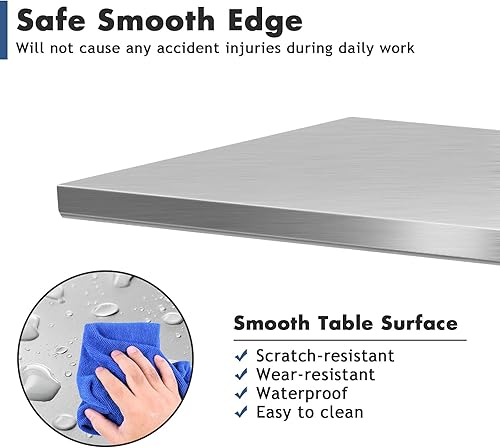 Miniatura 4 de PETSITE Mesa de trabajo de acero inoxidable de 48 x 30 pulgadas, estación de preparación de cocina comercial resistente con estante inferior