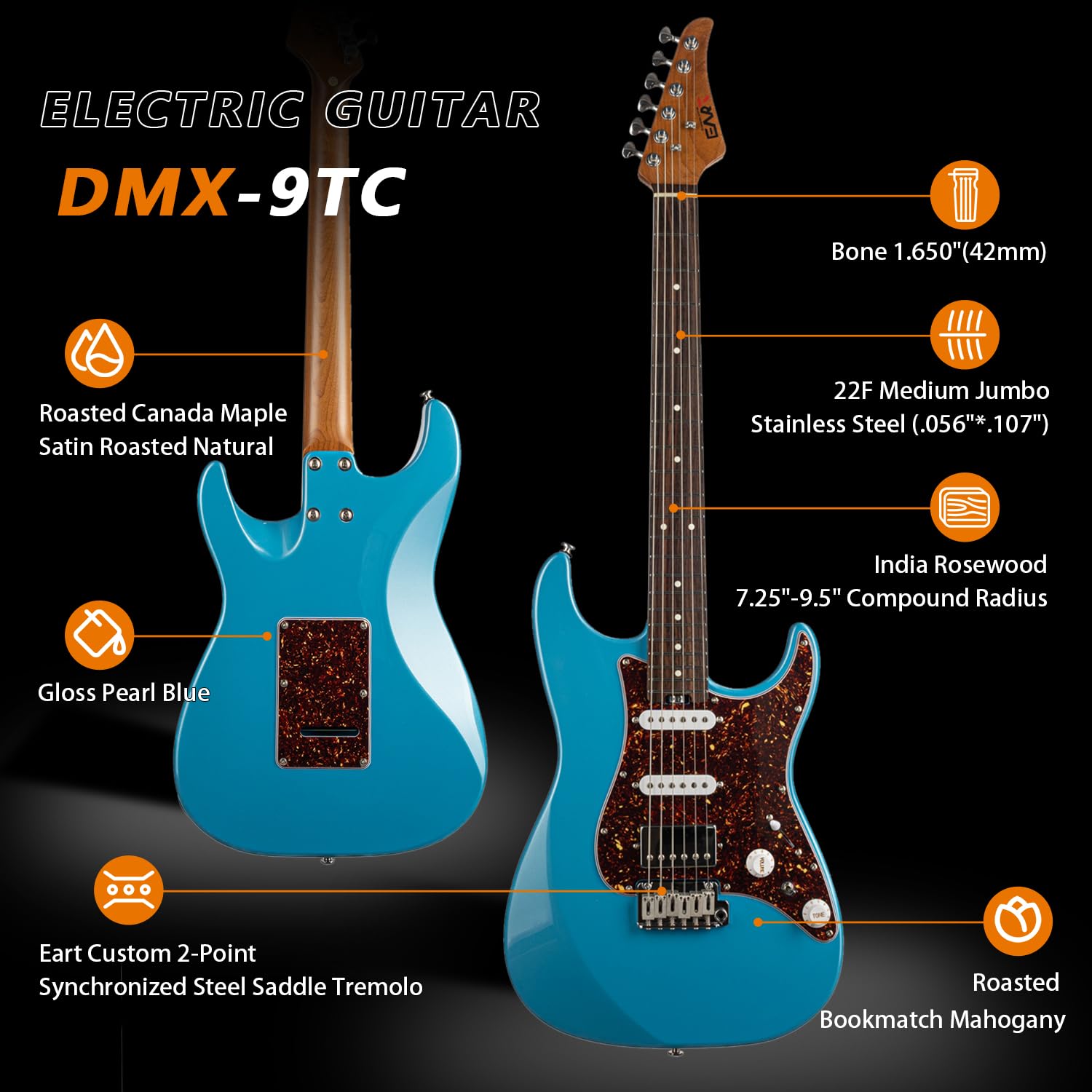 EART ギター Amazon.com: EART 6 String Electric Guitars DMX-9TC Red
