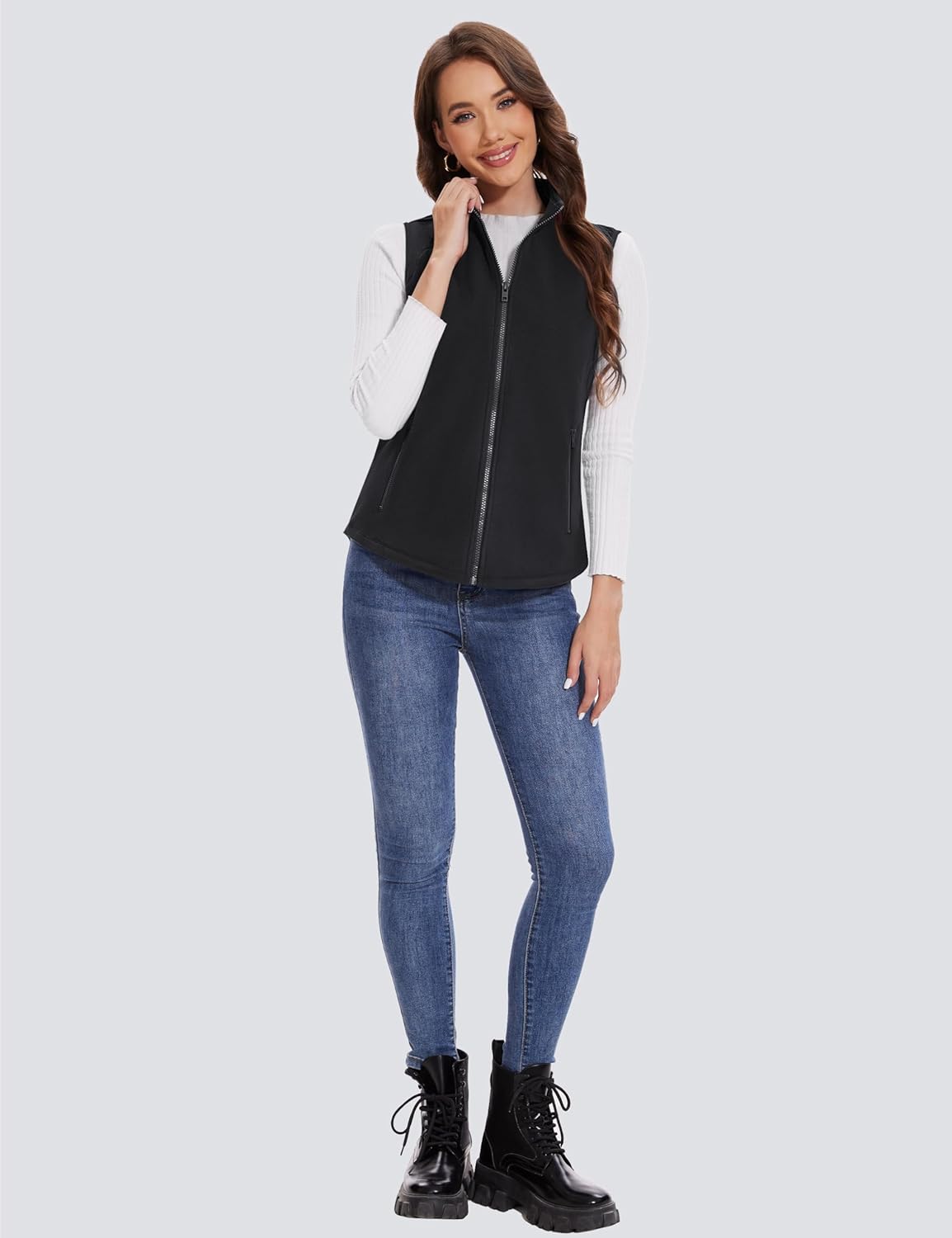MAGCOMSEN Women's Fleece Vest with Zipper Pockets Zip Up Sleeveless Jackets Lightweight Soft Warm Polar Vest Outerwear - Image 7