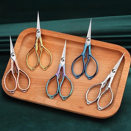 Miniatura 7 de Tijeras pequeñas de bordado de 4.4 pulgadas, puntas resistentes y afiladas de acero inoxidable, tijeras de costura, tijeras para manualidades,