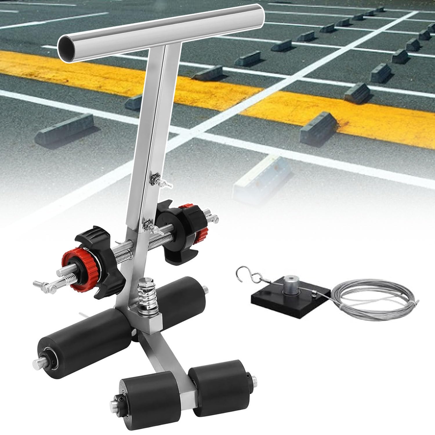 asdchZen Tape Marking Machine, Hand-Push Tape Sticking Machine, Width Adjustable Lane Marking Applicator, Manual Floor Tape Applicator, With Drawing Circle Kit