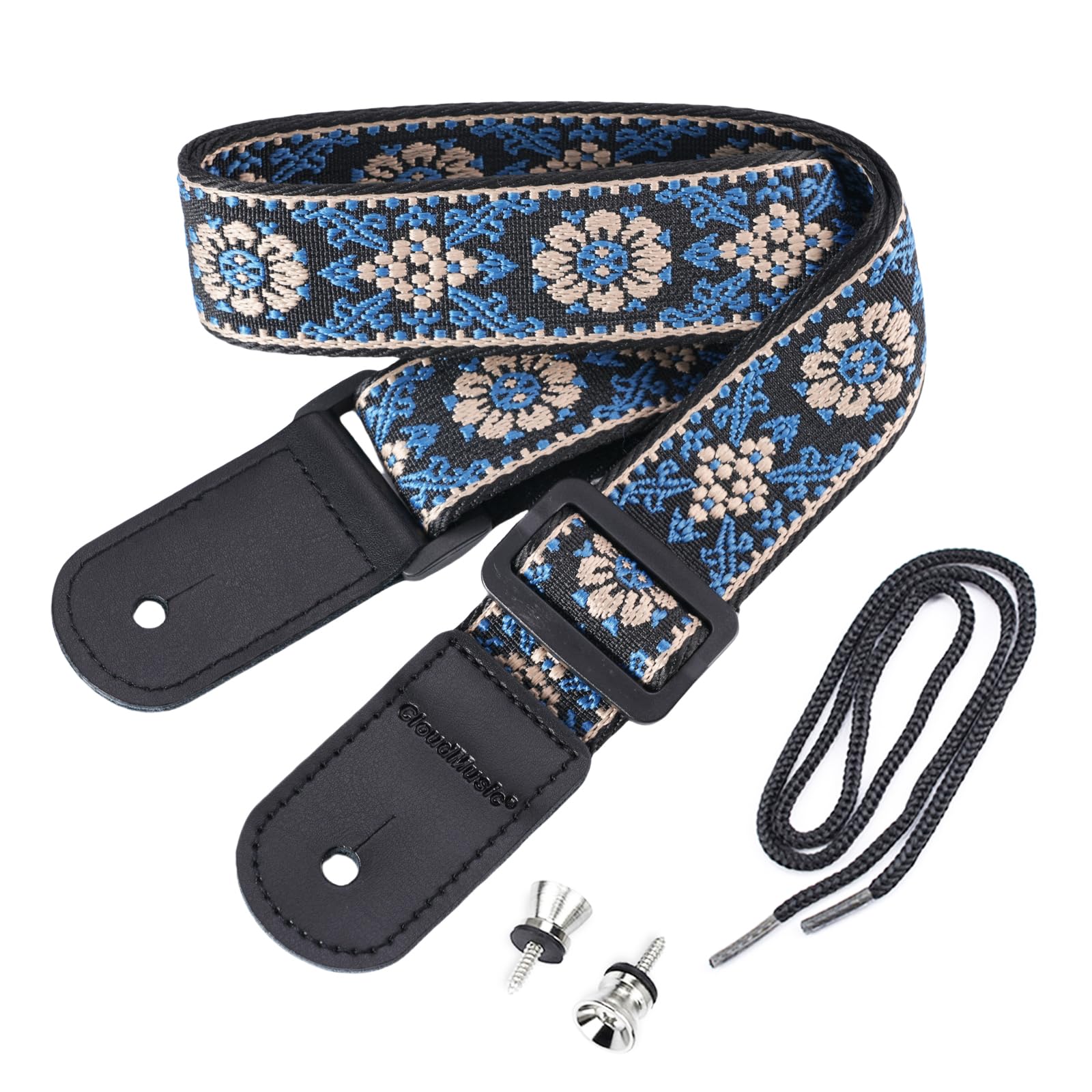 CLOUDMUSIC Ukulele Strap Blue Pattern