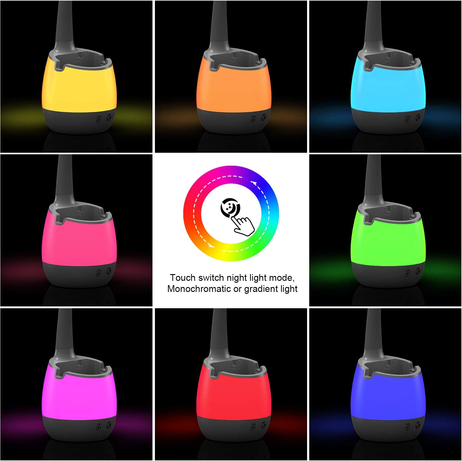 ERAY Rechargeable Desk Lamp with 3 Color Modes/8 Colors Night Light/Pen Holder, Kids LED Study Table Lamp for Home Office Dorm Reading Studying, Eye Caring, Ideal Gifts, Adapter Included