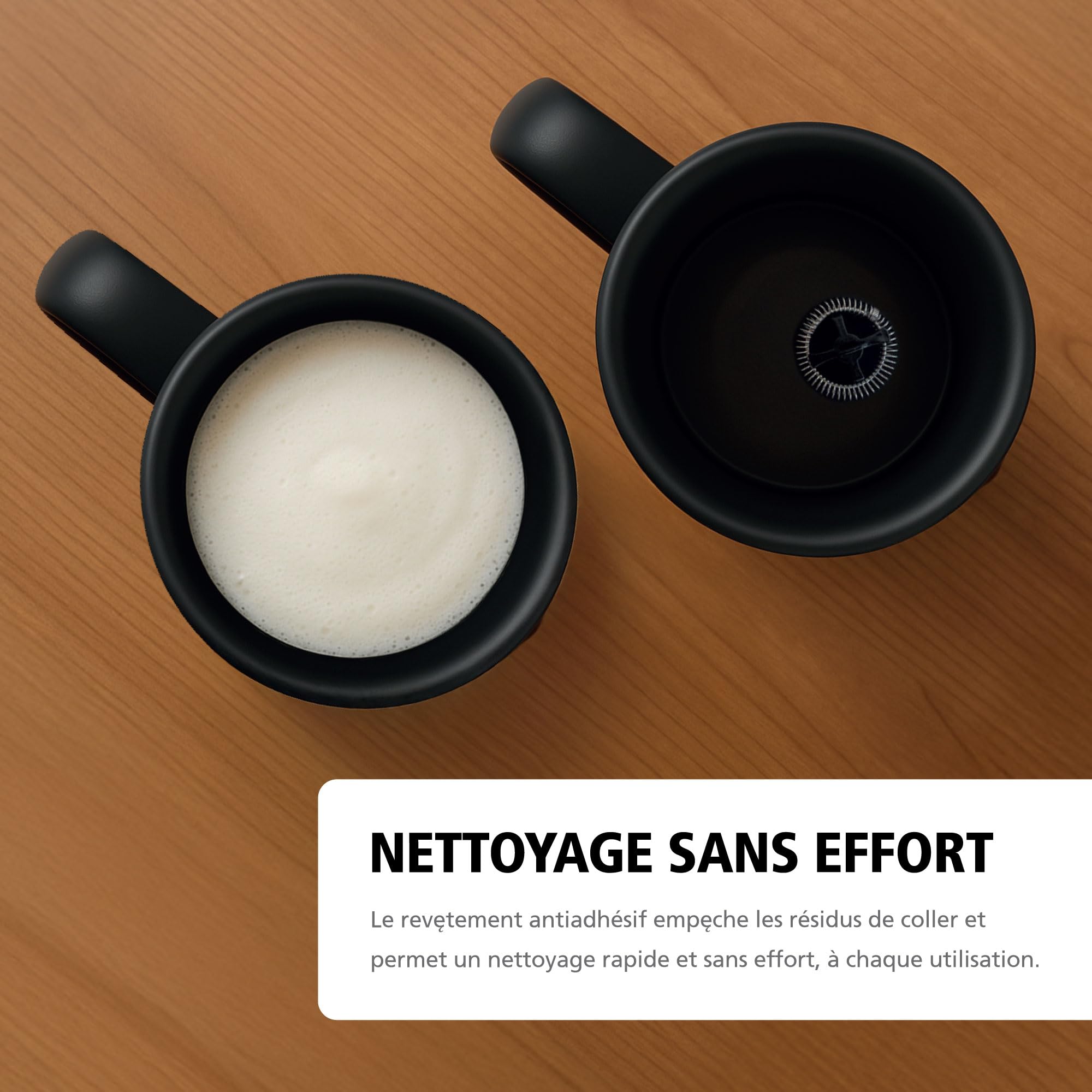 Frother Électrique Brabantia, 4-en-1, 300 ml, Moussage Chaud et Froid, Sans BPA ni PFAS, Cappuccino, Latte, Café Glacé, Chocolat Chaud, Noir, BBEK1048
