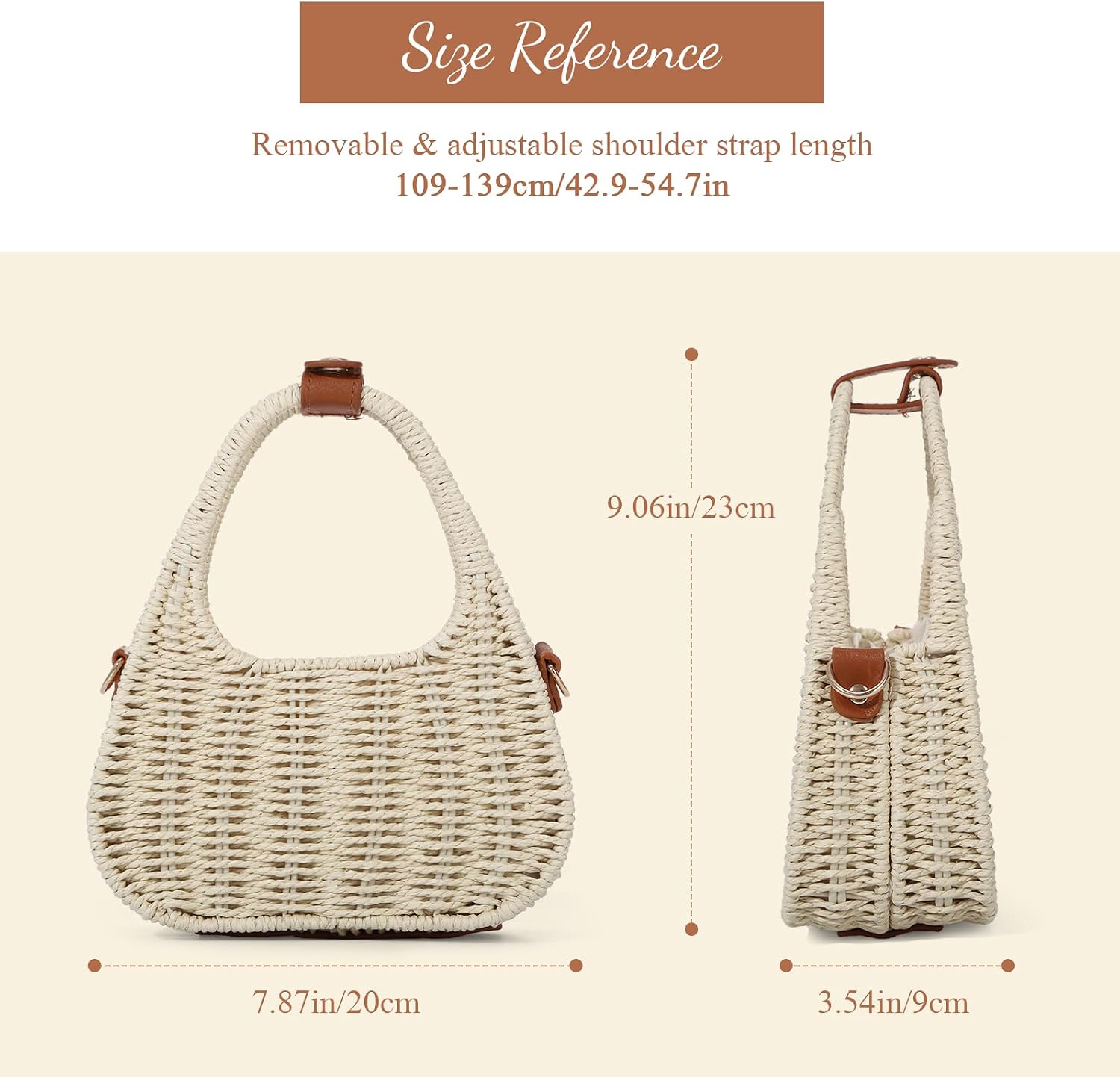 Emprier Summer Straw Crossbody Bags for Women Trendy Rattan Wicker Purses Summer Woven Vacation Handbags