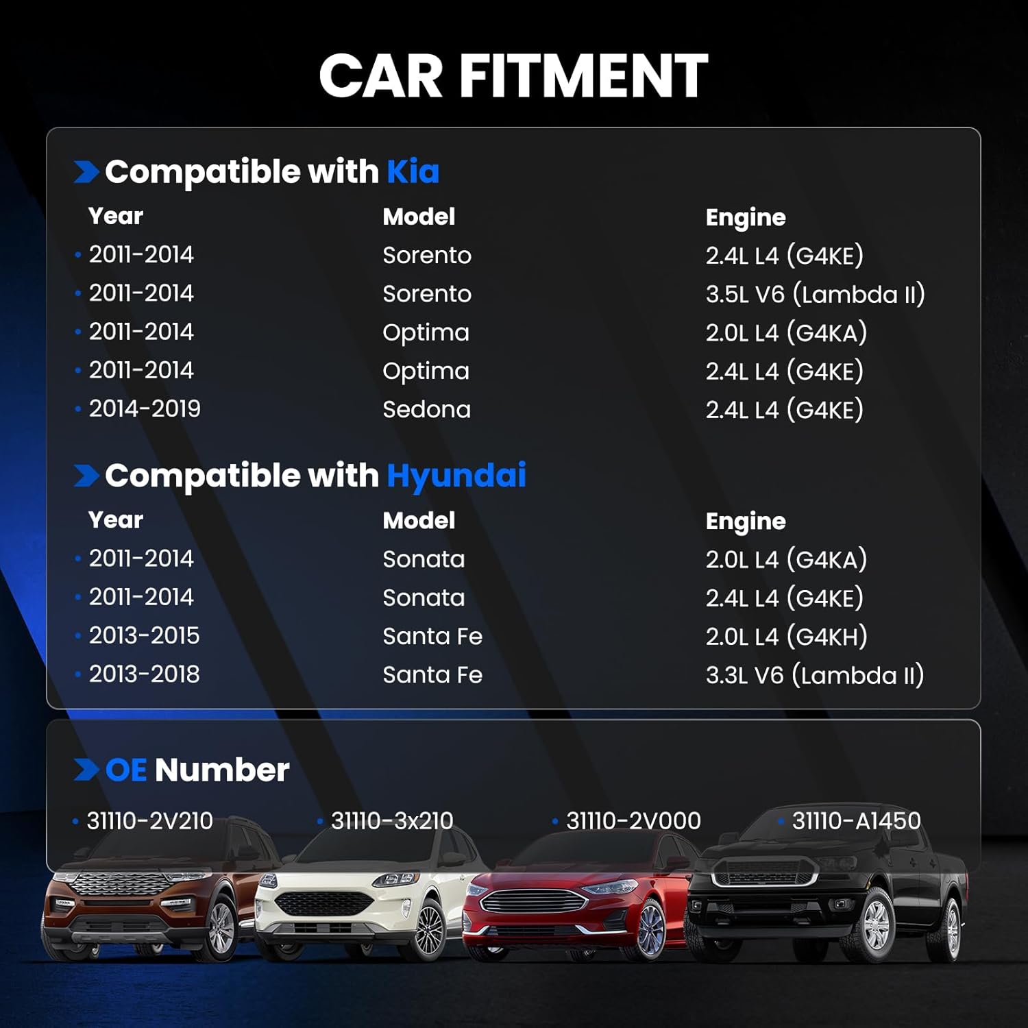 31110-2V210 Fuel Pump Module Assembly Compatible with Kia Sorento Optima 2011-2014 2.4L 3.5L, for Sedona 2014-2019 2.4L, Compatible with Hyundai Sonata 2011-2014 2.0L 2.4L, Replaces 31110-2V000