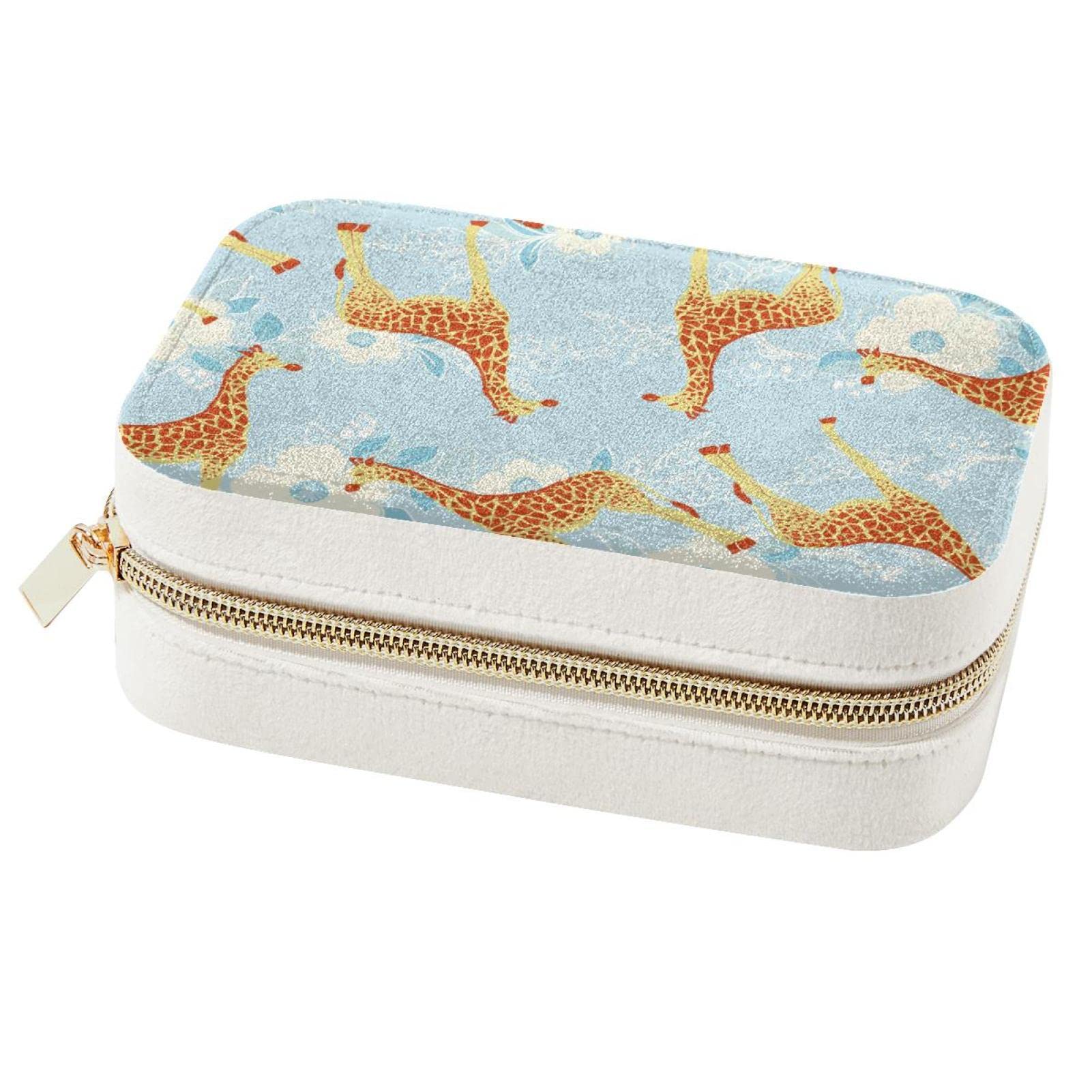 Boîte à bijoux de voyage pour femmes : petit rangement de bijoux portable motif girafe