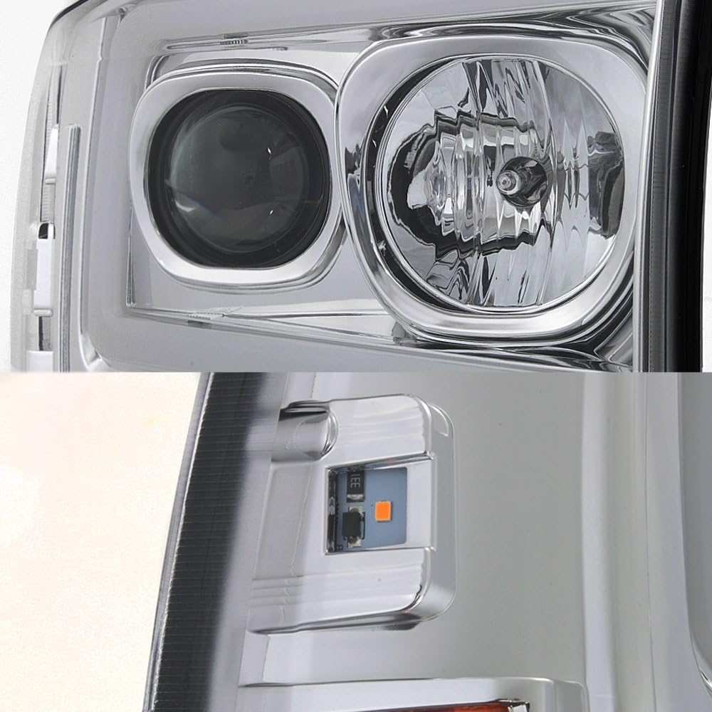 AKKON - For 1999-2004 F250 F350 F450 F550 SuperDuty LED Tube Bar Projector Headlights Driver+Passenger Side