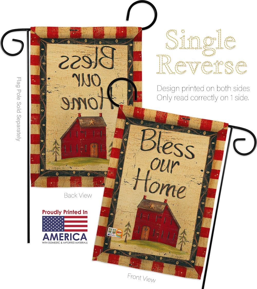 Bless Our Home Garden House Flags Set Country Living Primitive Farm Western Barn American Rustic Cowboy Rural Ranch Small Decorative Gift Yard Banner Made In USA 28 X 40